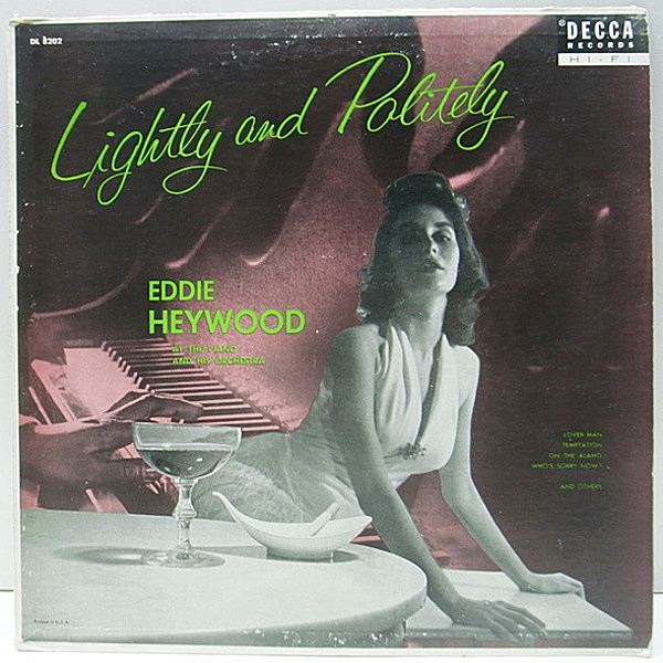 レコードメイン画像：良盤!! FLAT オリジナル EDDIE HEYWOOD Lightly And Politely ('56 Decca DL 8202) 黒スモール 深溝 MONO エディ・ヘイウッド LP