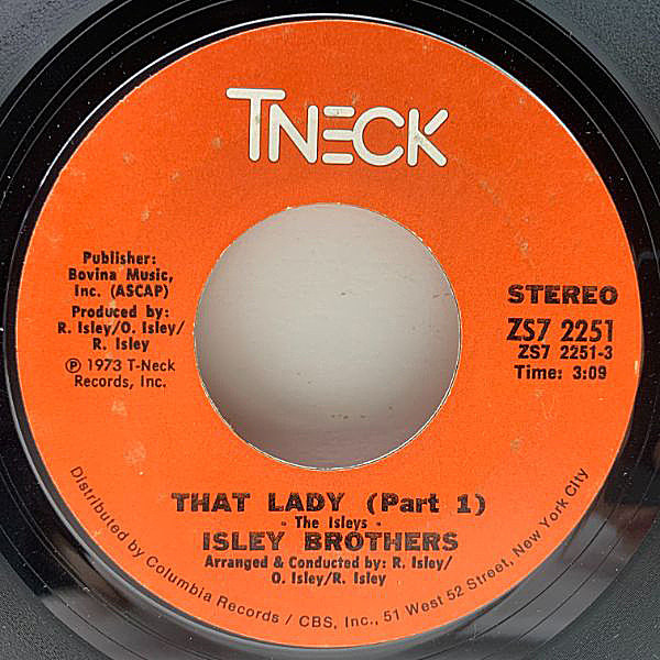 レコードメイン画像：7インチ USオリジナル ISLEY BROTHERS That Lady Part 1, 2 ('73 T-Neck) KENDRICK LAMAR, BEASTIE BOYS サンプリング ネタ 45RPM.