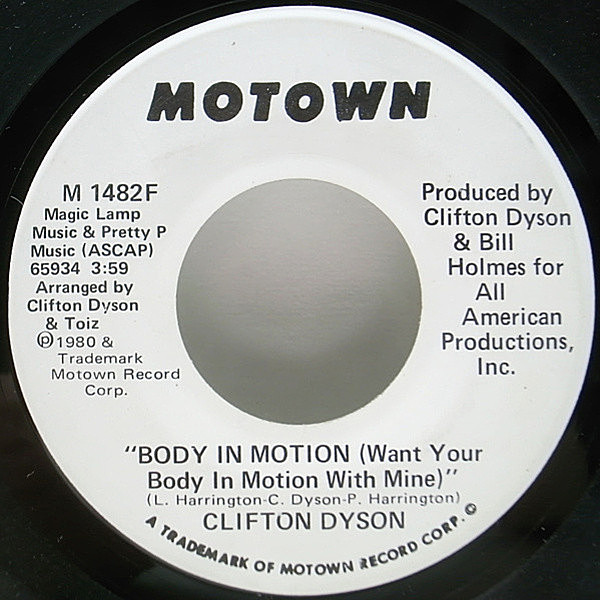 レコードメイン画像：良盤!! プロモ／WHITE PROMO USオリジナル CLIFTON DYSON Body In Motion ('80 Motown) クリフトン・ダイスン DYSON'S FACES 7インチ