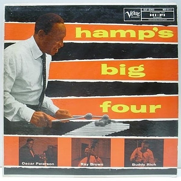 レコードメイン画像：美再生!良盤! MONO トランペッター 深溝 LIONEL HAMPTON Hamp's Big Four ('57 Verve) Oscar Peterson, Ray Brown, Buddy Rich