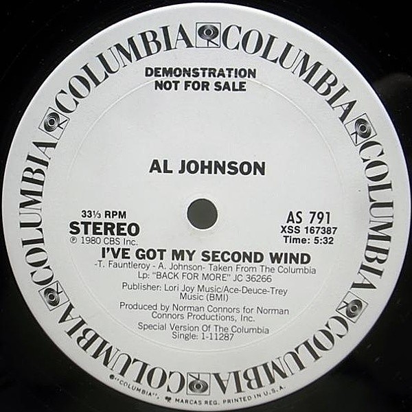 レコードメイン画像：レア! プロモ・オンリー 12 AL JOHNSON I've Got My Second Wind