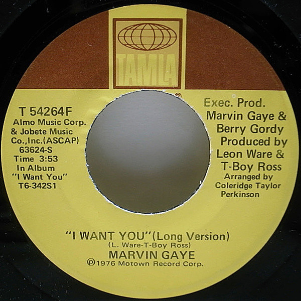 レコードメイン画像：7" シングルオンリー／インスト・ヴァージョン USオリジナル MARVIN GAYE I Want You ('76 Tamla) サンプリング  T-BOY ROSS, LEON WARE