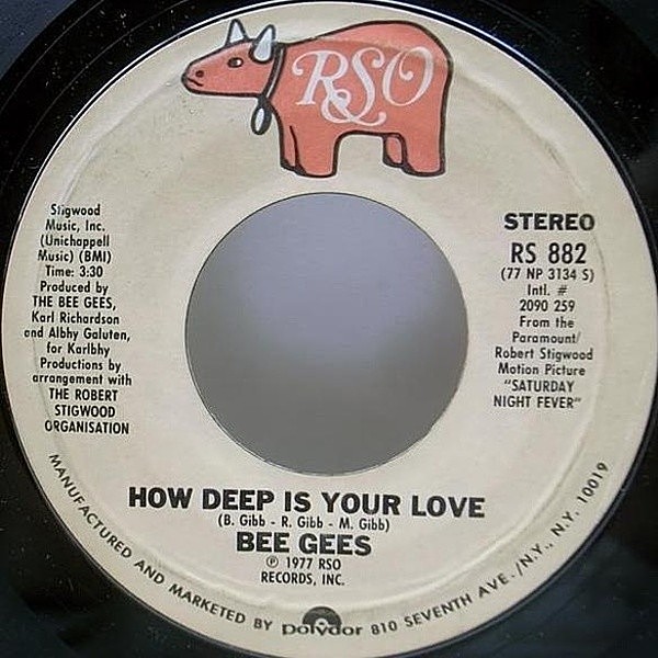 レコードメイン画像：7インチ USオリジナル BEE GEES How Deep Is Your Love ／ Can't Keep A Good Man Down ('77 RSO) 映画「Saturday Night Fever」