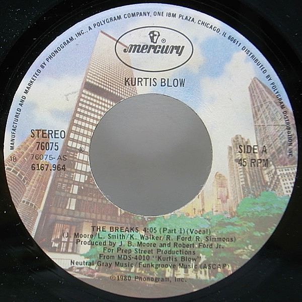 レコードメイン画像：USオリジナル KURTIS BLOW The Breaks ('80 Mercury) インスト・ヴァージョン 収録 オールドスクール・クラシック サンプリング 7インチ