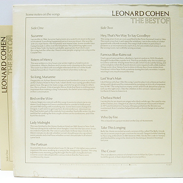 LEONARD COHEN / SONGS FROM A ROOM 【LP】 新品 UK盤 LIMITED