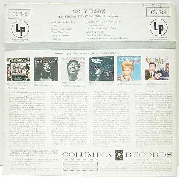 TEDDY WILSON / Mr. Wilson (The Fabulous Teddy Wilson At The
