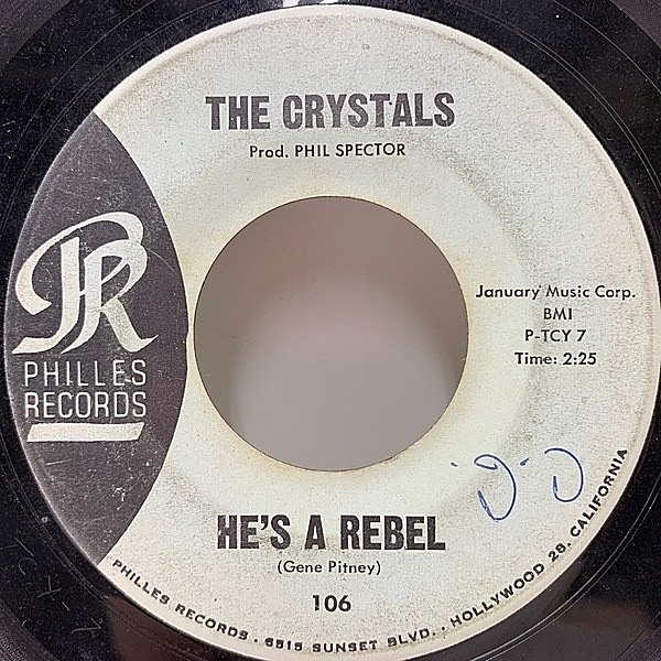 レコードメイン画像：プレイ良好!! USオリジナル CRYSTALS He's A Rebel / I Love You Eddie ('63 Philles) ザ・クリスタルズ 45RPM. 米 初回 7インチ