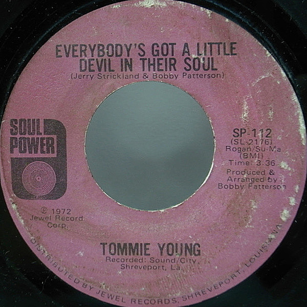 レコードメイン画像：7インチ TOMMIE YOUNG Everybody's Got A Little Devil In Their Soul ('72 Soul Power) トミー・ヤング Do You Still Feel The Same Way