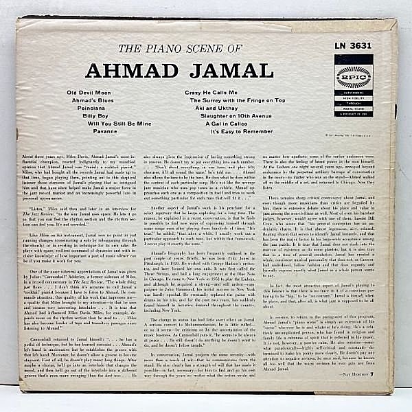 The Piano Scene Of A.JamalモダンジャズUSオリジレア盤 Ahmad Jamal / アーマッド・ジャマル / The Piano Scene Of