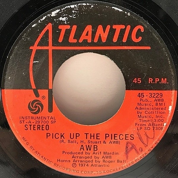 レコードメイン画像：7インチ USオリジナル AVERAGE WHITE BAND Pick Up The Pieces / Work To Do ('74 Atlantic) サンプリング ネタ ISLEY BROTHERS カヴァー