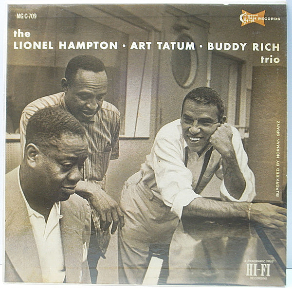レコードメイン画像：MONO 1st Clef 深溝 USオリジナル The Lionel Hampton Art Tatum Buddy Rich Trio (MG C-709) 異色のトリオもの