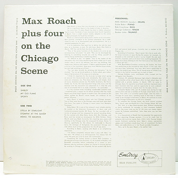 MAX ROACH / Max Roach + 4 On The Chicago Scene (LP) / EmArcy