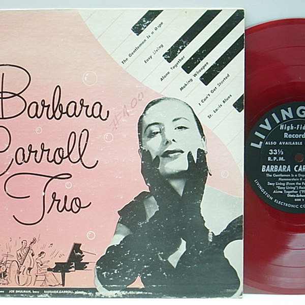 レコードメイン画像：入手難・10インチ 原盤 赤 Red Wax FLAT USオリジナル BARBARA CARROLL TRIO (Livingston 1081) ピアノトリオ 巻きジャケ 深溝 MONO