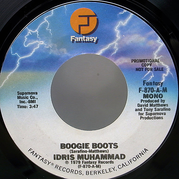 レコードメイン画像：良盤!! プロモ MONO／STEREO 両マト1A 7インチ USオリジナル IDRIS MUHAMMAD Boogie Boots ('79 Fantasy)『Foxhuntin'』シングル・カット