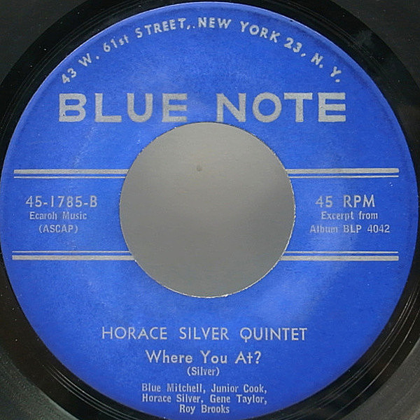 レコードメイン画像：良好!! 手書きRVG 7 原盤 USオリジナル HORACE SILVER Me And My Baby / Where You At? ('60 Blue Note) シングル 45RPM.