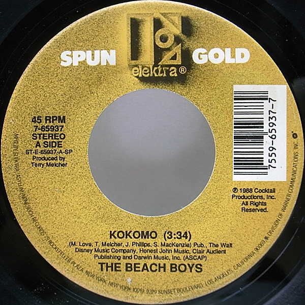 レコードメイン画像：7インチ (Vinyl仕様) BEACH BOYS Kokomo／LITTLE RICHARD Tutti Frutti サントラ Cocktail カクテル O.S.T. 45RPM. EP