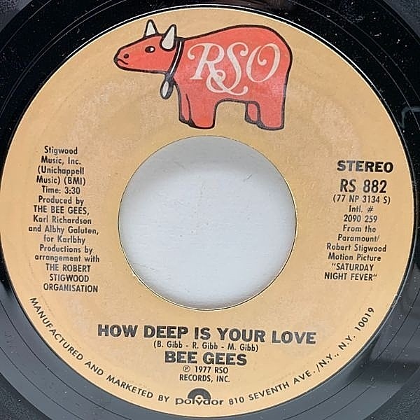 レコードメイン画像：7インチ USオリジナル BEE GEES How Deep Is Your Love ／ Can't Keep A Good Man Down ('77 RSO) 映画「Saturday Night Fever」