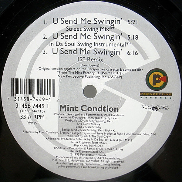 MINT CONDITION / U Send Me Swingin' (12) / Perspective Records