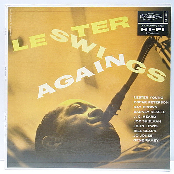 レコードメイン画像：美品 Norgran 深溝 MONO LESTER YOUNG Lester Swings Again (Norgran MGN 1093) The President | Oscar Peterson, Barney Kessel ほか