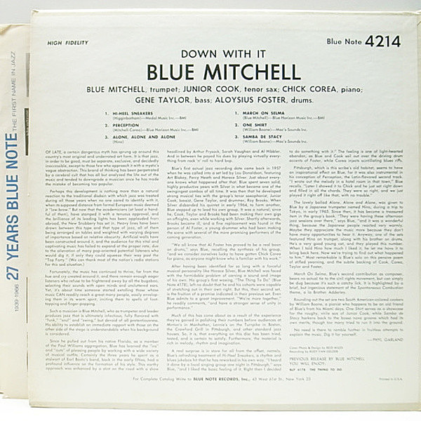 洋楽 US original blue mitchell down with it The Blue Mitchell Quintet – Down With It – Vinyl (LP, Album