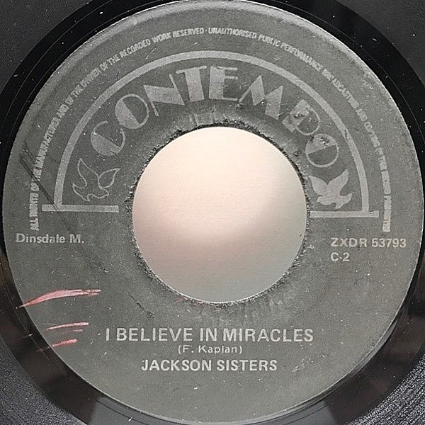 レコードメイン画像：【Unofficial】冒頭ブレイク Ver. 7インチ JACKSON SISTERS I Believe In Miracles / DOROTHY MORRISON Rain (UK Contempo) 珍盤!!