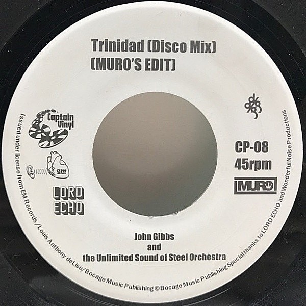 レコードメイン画像：美盤!! 7インチ JOHN GIBBS AND THE UNLIMITED SOUND OF STEEL ORCHESTRA Trinidad / J'Ouvert (Captain Vinyl) MURO, LORD ECHO 試聴