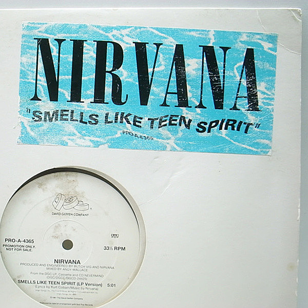 レコードメイン画像：レア 非売品 白プロモ 12インチ USオリジナル NIRVANA Smells Like Teen Spirit ('91 DGC) ニルヴァーナ WHITE PROMO COPY 爆音！