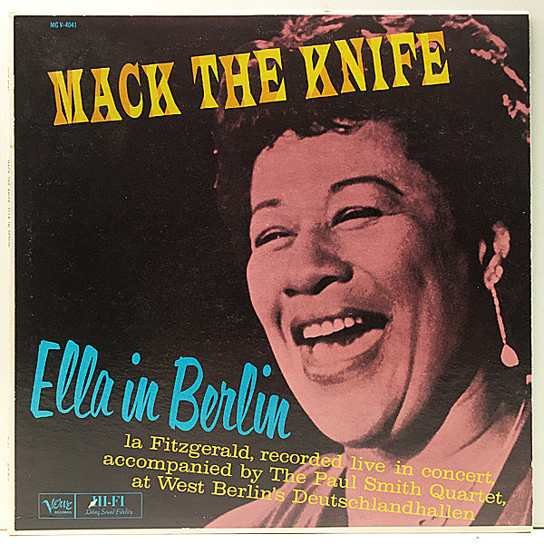 レコードメイン画像：稀少な美品!! MONO 初版 Verveリム 深溝 USオリジナル ELLA FITZGERALD Mack The Knife - Ella in Berlin ('60 Verve) 初回 モノラル Lp