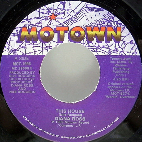 レコードメイン画像：美盤!! (Vinyl仕様) USオリジナル DIANA ROSS This House / Paradise ('89 Motown) ダイアナ・ロス 7インチ 45RPM. メロウ・ディスコ