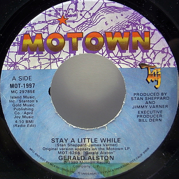 レコードメイン画像：7インチ USオリジナル GERALD ALSTON Stay A Little While ('89 Motown) ソロ1stアルバムからのシングル・カット 45RPM. MANHATTANS