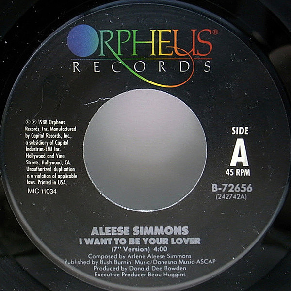 ALEESE SIMMONS / I Want To Be Your Lover (7) / Orpheus