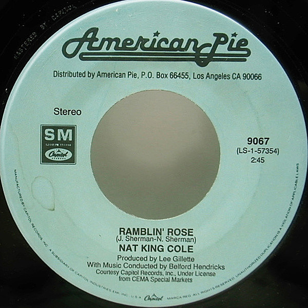 レコードメイン画像：名曲 7インチ NAT KING COLE Ramblin' Rose / The Christmas Song (American Pie) ナット・キング・コール 45RPM.