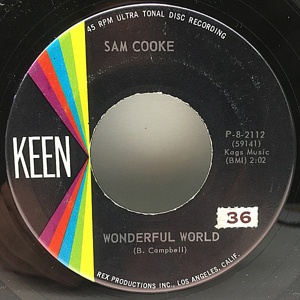 レコードメイン画像：美盤!! 7'' USオリジナル SAM COOKE Wonderful World / Along The Navajo Trail ('60 Keen) サム・クック／ワンダフル・ワールド 45's