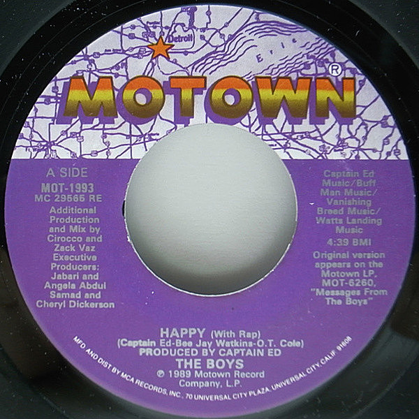 レコードメイン画像：美盤!! 7インチ USオリジナル BOYS Happy ('89 Motown) アルバム『Messages From The Boys』からのシングルカット キッズ・R&B・グループ