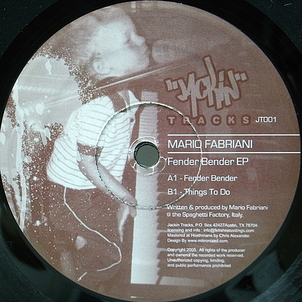レコードメイン画像：美盤!! US 12インチ MARIO FABRIANI Fender Bender EP ('05 Jackin Tracks) JOEY YOUNGMAN 変名 エレクトロ・ハウス 45RPM. 試聴