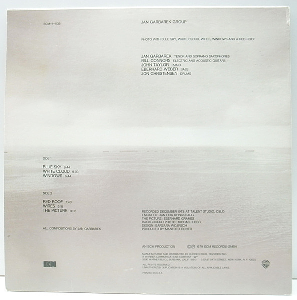 JAN GARBAREK / Photo With Blue Sky, White Cloud, Wires JAN GARBAREK / Photo With Blue Sky, White Cloud, Wires