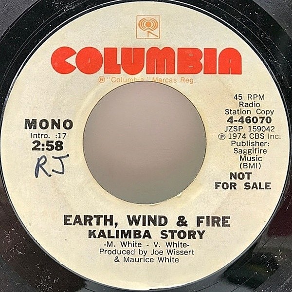 レコードメイン画像：プロモ・オンリー MONO／STEREO 7インチ USオリジナル EARTH WIND & FIRE Kalimba Story ('74 Columbia) PROMO Open Your Eyesからのカット
