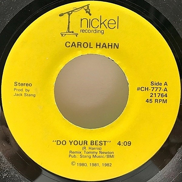 レコードメイン画像：美盤!! 7インチ USオリジナル CAROL HAHN Do Your Best / Sorry ('82 Nickel Recording) キャロル・ハーン『Portrait』からのカット 45RPM.