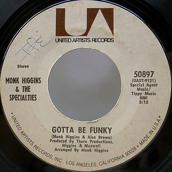 レコードメイン画像：7インチ USオリジナル MONK HIGGINS & THE SPECIALTIES Gotta Be Funky / Big Water Bed ('72 United Artists) サンプリング ネタ 45RPM.
