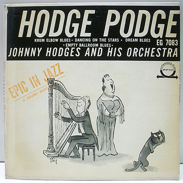 レコードメイン画像：良好品!! 4曲入りEP オリジナル JOHNNY HODGES Hodge Podge 初回ストロボ MONO 7インチ William Steig 猫ジャケ・シリーズ 人気作