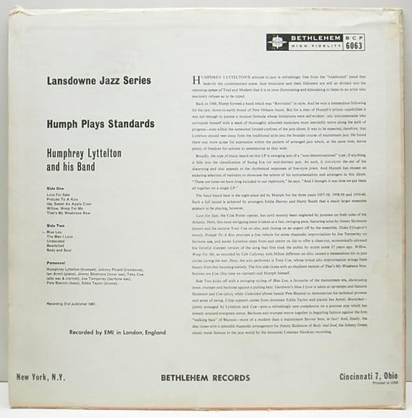 Humph Plays Standards レア lp ベツレヘム盤 レコード HUMPHREY LYTTELTON / Humph Plays Standards (LP) / BETHLEHEM