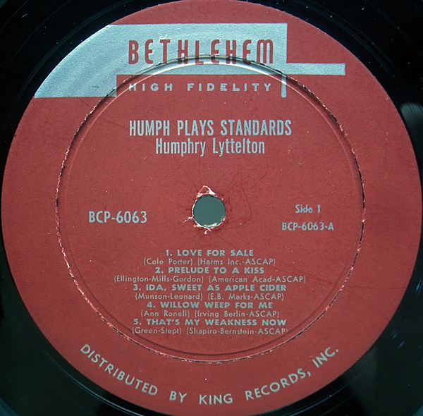 Humph Plays Standards レア lp ベツレヘム盤 レコード HUMPHREY LYTTELTON / Humph Plays Standards (LP) / BETHLEHEM