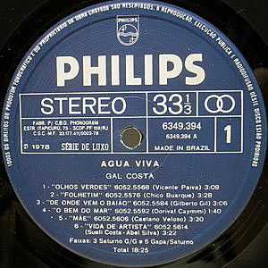 GAL COSTA / Agua Viva (LP) / Philips | WAXPEND RECORDS