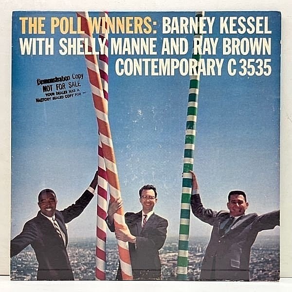 レコードメイン画像：良好!! 初版 2色刷り プロモ MONO 深溝 US 完全オリジナル BARNEY KESSEL The Poll Winners (Contemporary C3535) RAY BROWN, SHELLY MANNE