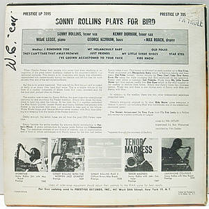 SONNY ROLLINS / Rollins Plays For Bird (LP) / Prestige | WAXPEND RECORDS