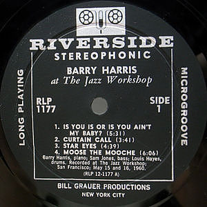 BARRY HARRIS / At The Jazz Workshop (LP) / Riverside