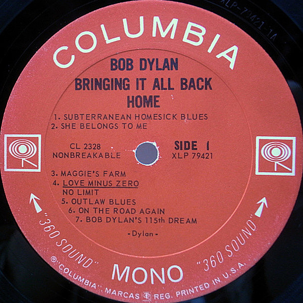 Bob Dylan ボブ・ディラン/Hard Rain US Promo LP White Label