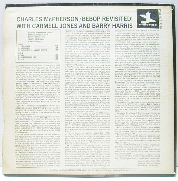 CHARLES McPHERSON / CARMELL JONES / BARRY HARRIS / Bebop Revisited