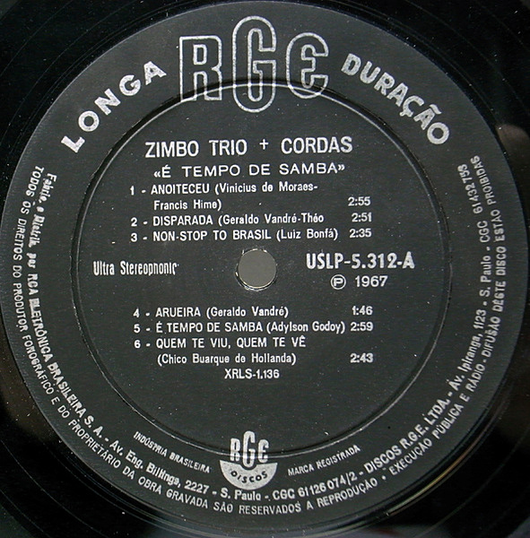 ZIMBO TRIO / Zimbo Trio + Cordas - E Tempo De Samba (LP
