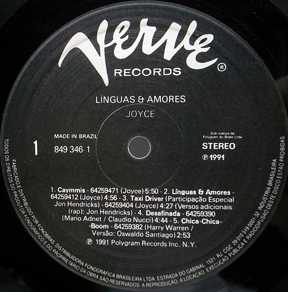 CD JOYCE L?nguas & Amores 8493462 Verve Records, PolyGram